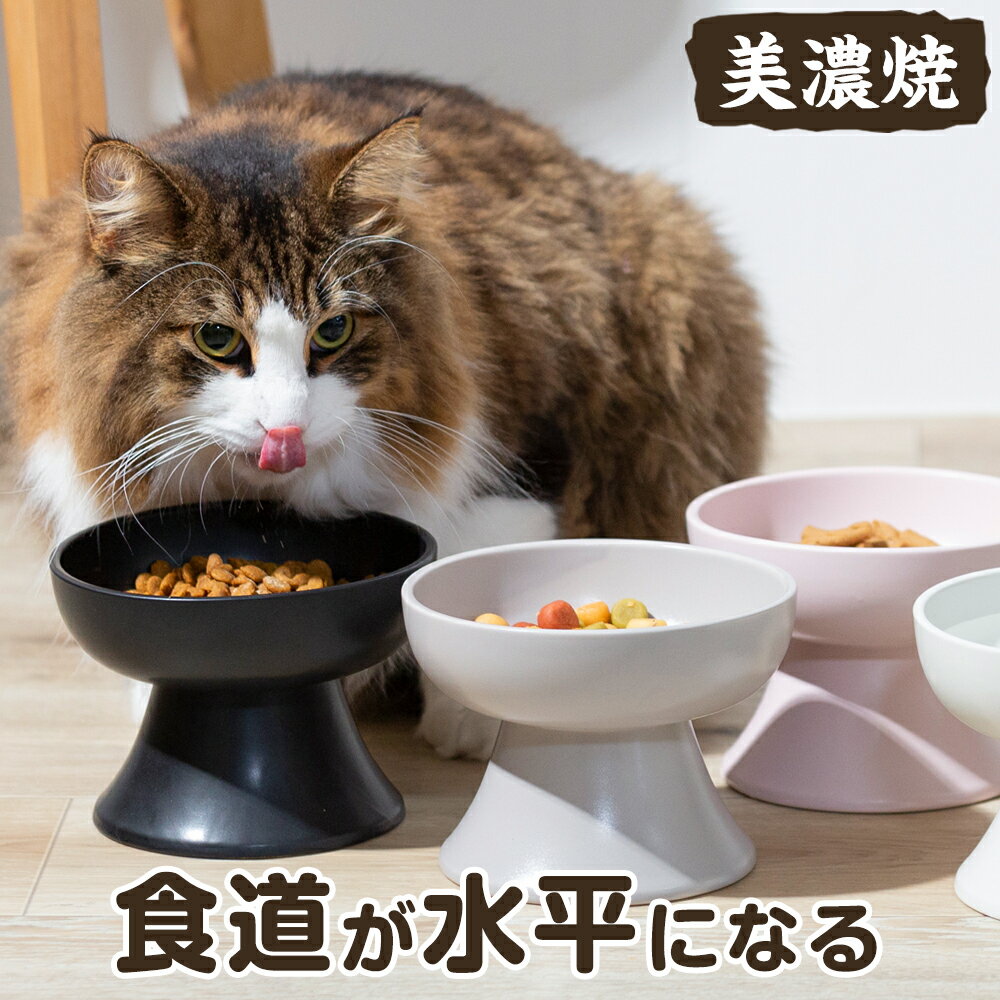 【ポイント5倍】猫 フードボウル 餌皿 エサ皿 ペット 食器 磁器 犬 (小型犬)にも フードボール 高さがある 食べやすい 餌 エサ 餌入れ エサ入れ エサいれ 皿 お皿 ペット おしゃれ 【美濃焼 食品衛生法クリア 電子レンジ・食器洗浄機対応】