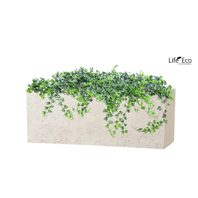 植木鉢 大型 軽量 新素材ポリストーンライト リガンデ プランター アイボリー（ホワイト 白）L100cm×W45cm×H45cm（33号）