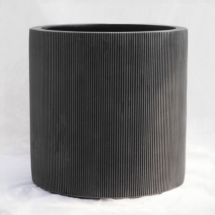 植木鉢 軽量大型 FRP製 エンバス シリンダー ブラック（黒） / φ50cm×H50cm（17号）