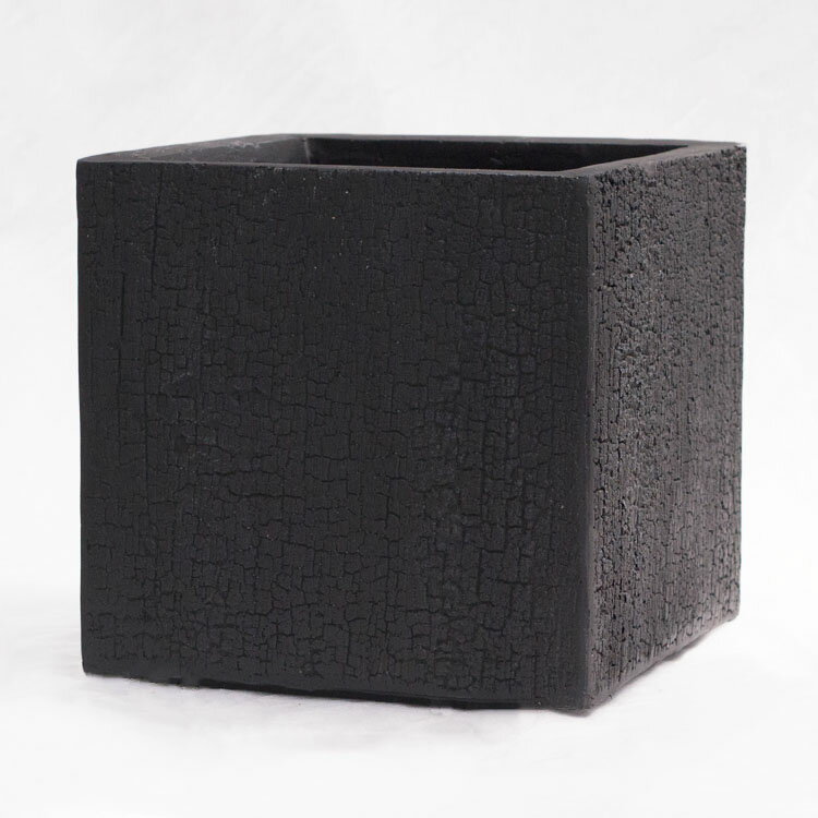植木鉢 大型 ファイバークレイ製 バーウッド キューブ ブラック（黒） □50.5cm×H50cm（17号）