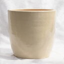 植木鉢 釉薬陶器製 ループ ラウンド クリーム(ホワイト・白) / φ30.5cm×H30cm(10号)