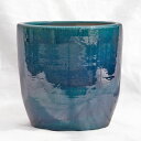 植木鉢 釉薬陶器製 ループ ラウンド ターコイズ（ブルー・青） / φ38cm×H38.5cm（13号）