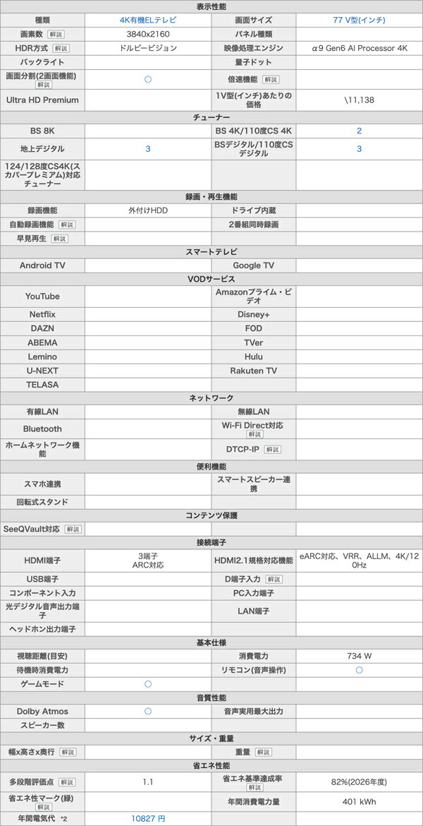 LGエレクトロニクス『4K有機ELテレビ77V型（OLED77M3PJA）』