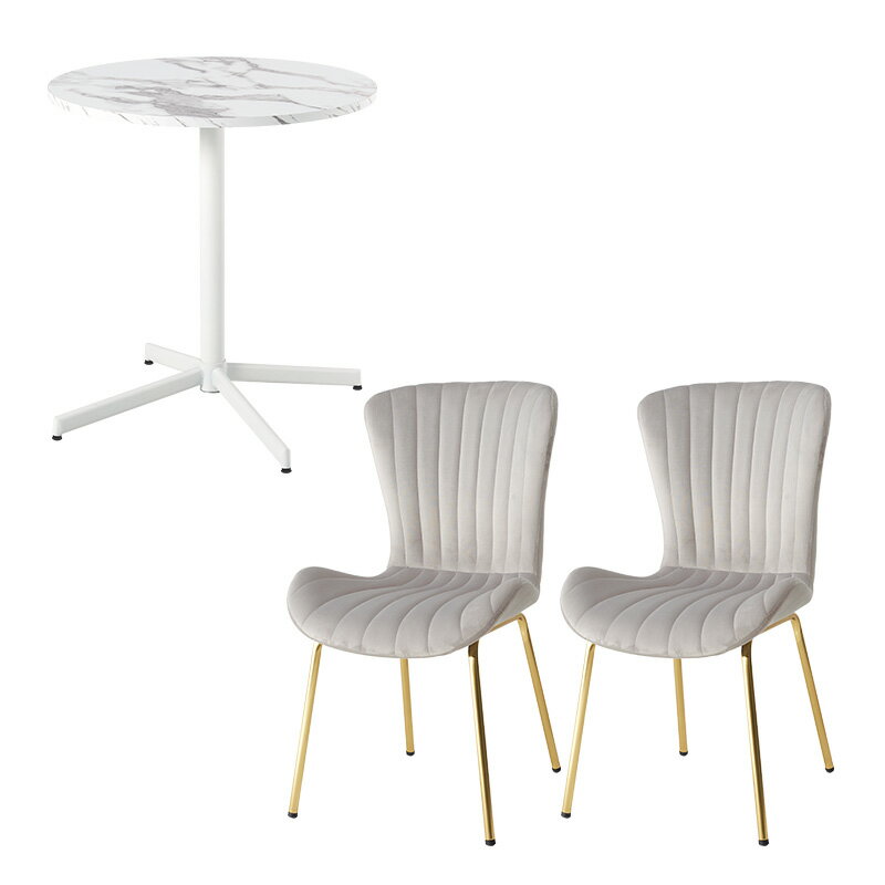 テーブル&チェア3点セット(ライトグレー) LT-4931MWH-63LGY-S