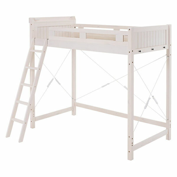Rakuten - ロフトベッド（ホワイトウォッシュ）　MB-5082-WS-Sベッド下を収納や住空間として活用できるロフトタイプ。木製ならではのぬくもりを感じられる頑丈なすのこベッドです。