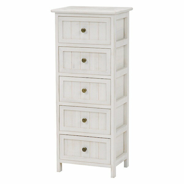 チェスト（アンティークホワイト）　MCH-5375AWシンプルで使いやすい、アンティーク調デザインのチェスト。(3)