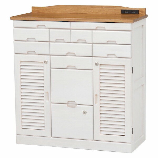 FAX台（ナチュラル/ホワイト）　MFX-8208NW多引き出しのFAX台。隠しキャスターがついているので移動も..