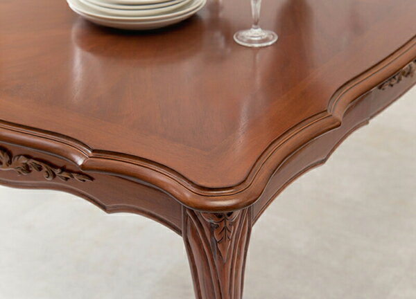 ダイニングテーブル　RKT-1462-150天然木マホガニー材を使用したエレガントダイニングテーブル　手彫り仕上げの為、1点1点の風合いが違います。 3
