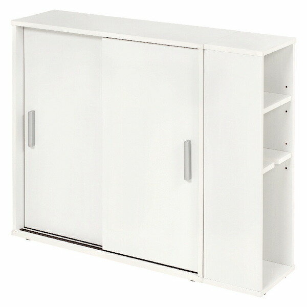 トイレラック（ホワイト）　RTR-1139-WH引き戸タイプなので省スペースなのに、大きめのペーパーロールも入る収納力。お掃除ブラシが収納できるサイドラック付き