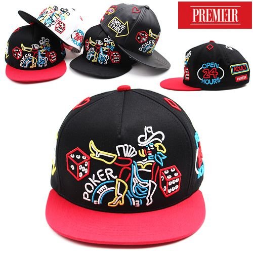 キャップ レディース メンズ POKER刺繍 premier スナップバック ストリート SNAPBACK 帽子 大人気 ヒップホップ ダンス ファッション ストリート流 【男女兼用】