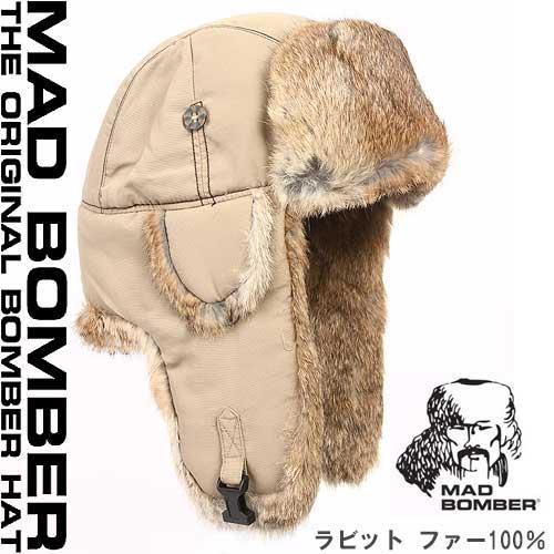 305KHK/ MAD BOMBER/hat/マッドボンバーキャップ ハット/ファッション/スキー帽子/アメリカブランド/ロシアン帽子/防寒用ボンバーハット/パイロットキャップ/毛皮/冬帽子/ラビットファー100％/ロシア帽/ボンバーハット 男女兼用キャップ レディース メンズラビットファー100％