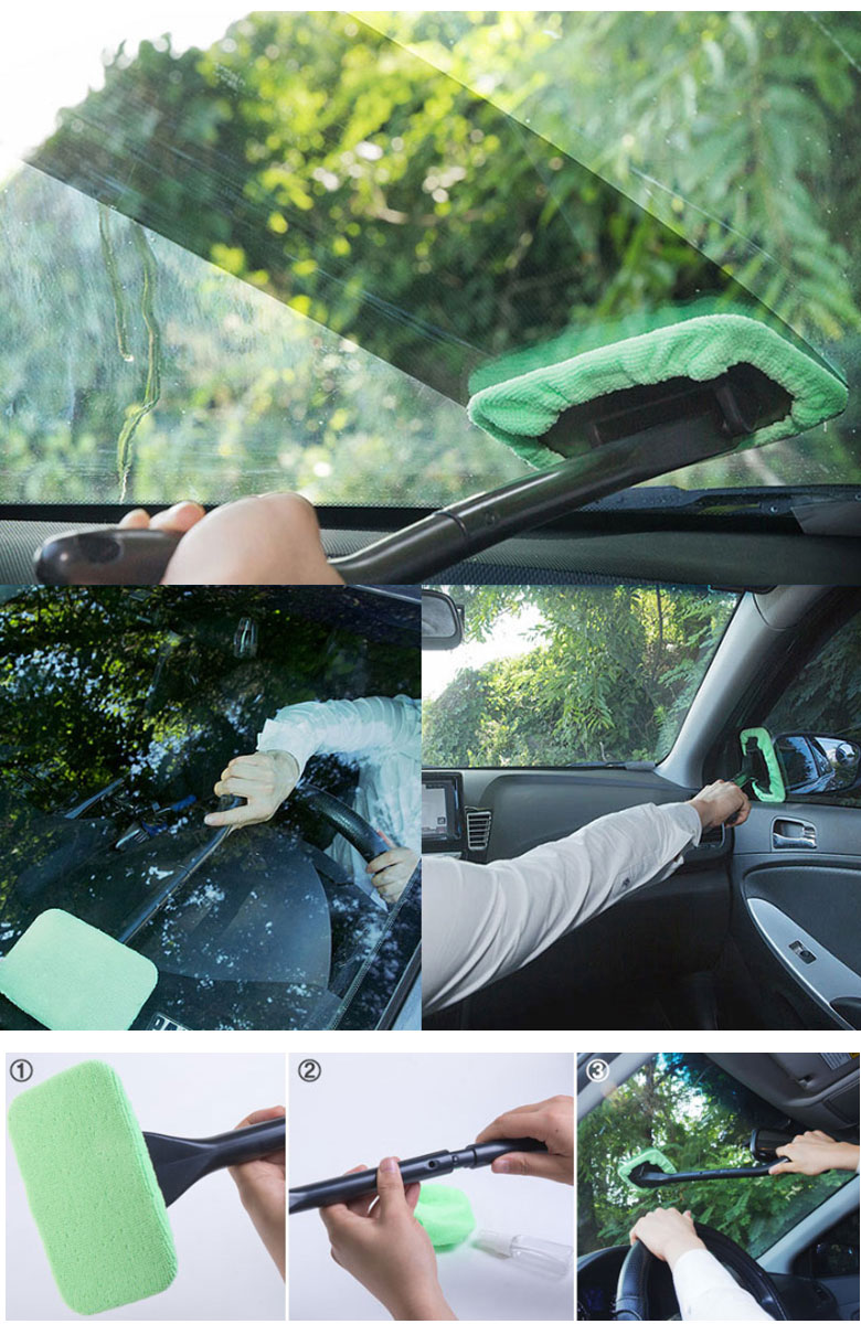 車内用 マイクロファイバーモップ 内窓用ワイパー 結露 汚れをスッキリ ガラス拭き 車用内窓モップ 車用品 カーグッズ カー用品 ガラス 2