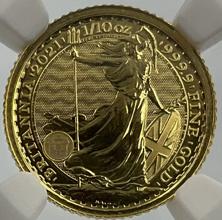 Rakuten - 2021年 イギリス ブリタニア ロイヤルミント 1/10oz 10ポンド 金貨 エリザベス2世 K24 NGC社鑑定 MS69