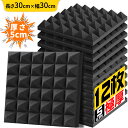 YOPIN 吸音材 30*30*5cm 極厚 ウレタンフォーム 吸音対策 室内装飾 楽器 消音 騒音 防音 吸音パネル 両面テープ付き (12枚)