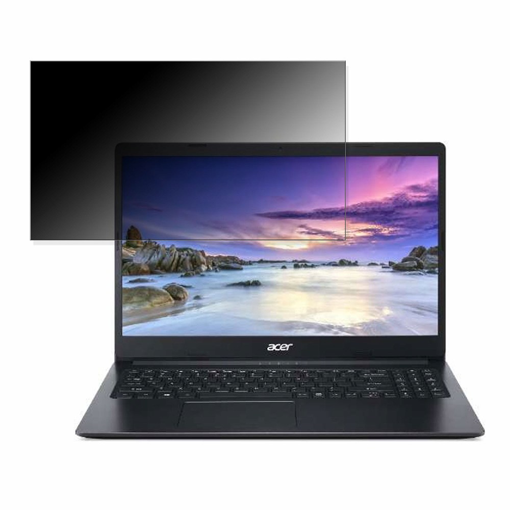 acer A315-34-A14U/KF (Aspire 3) 15.6インチ 16:9 対応 覗き見防止 プライバシーフィルター 【タブ・粘着シール式】 ブルーライトカット 保護フィルム 反射防止 ●対応機種：acer A315-34-A14U/KF (Aspire 3) 15.6インチ 16:9 (フィルターサイズ：344mm x 194mm) ※フィルムはフレームを含まない画面の表示領域のみをカバーするサイズとなっています。 ※パッケージは汎用のものを使用しております。予めご了承ください。 ※その他のモデルをお求めの場合はこちらをクリックして該当の商品ページをご覧ください。 ●特徴 ◎覗き見防止 画面の正面を中心に60°より外の角度からは画面が真っ黒に見えるプライバシーフィルターです。 正面からの見やすさは損ない一方で、オフィス・カフェ・新幹線・飛行機等において横からの覗き見を防止することが出来ます。 ◎ブルーライトカット ブルーライトをあび過ぎると、眼精疲労の誘発体内リズムの乱れを引き起こす場合があると言われております。 本製品では、ブルーライトは49％　紫外線99.9%、カットすることによって、目の負担を軽減出来るので、パソコンで長時間の作業される方にもおすすめです。 ◎両面使用可能 両面使用可能となっておりますので、お好みに応じて、使い分けることが出来ます。 片面は、アンチグレア（反射防止）コーティングを施しているのでで外光や照明などによる反射を軽減できます。 もう片面は、光沢クリアコーティングを施しているので、画像・動画にツヤを与え美しく表示させます。 ◎着脱簡単 取り外し・取り付けが可能です。 画面に段差があるフレームベゼルタイプにはスライド式またはベゼル固定方式で、段差のないフラットパネルタイプには、直張り方式で簡単に貼り付けることが出来ます。 ※フラット画面の場合、両面テープを使った方式のみが可能です。 ◎高透過率 のぞき見はしっかりガードしつつ、透過率は72％と程よく調整しているので、ずっと装着をしていても違和感がありません。 ◆注意事項 実際の適応機種により、ディスプレーサイズより数ミリ小さい場合もございますので、ご了承ください。 商品の性質上、画面は若干暗くなります。また、画面とベゼルの高低差により、画面が、ややぼやけて見える場合がございますので、予めご了承ください。 ◆品質保証 商品到着時、ご注文と異なる商品が届いた場合や、初期不良などがある場合、1か月以内にメールにてご連絡ください。 商品のお取り換え、もしくはご返金をさせていただきます。