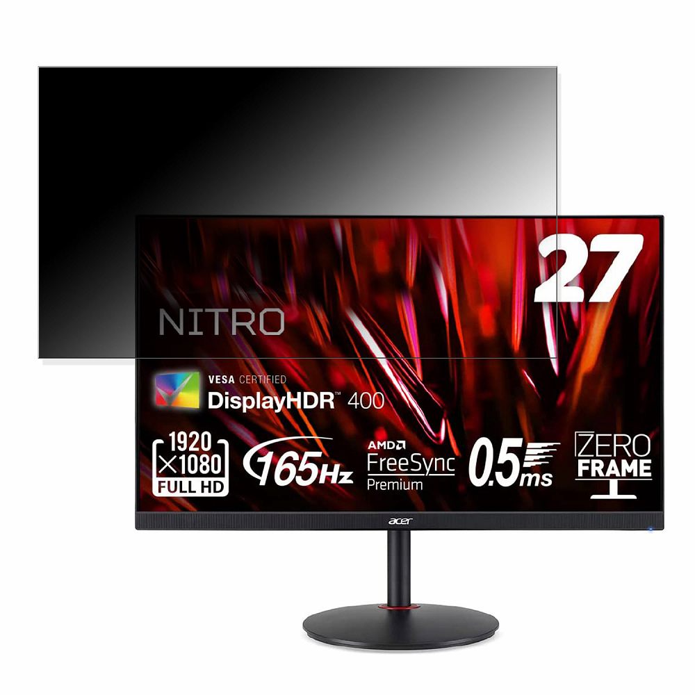 Acer XV272LVbmiiprx (XV2) 向けの 27インチ 16:9 覗き見防止 プライバシーフィルター ブルーライトカット 保護フィルム 反射防止 タブ・粘着シール式