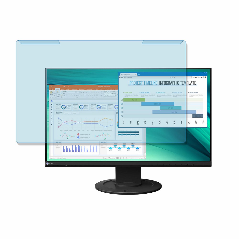 【取り外し簡単】 NEC FlexScan EV2460 23.8インチ 16:9 向けの ブルーライトカット フィルター 液晶保護 プロテクター プルテクター モニター スクリーン 用