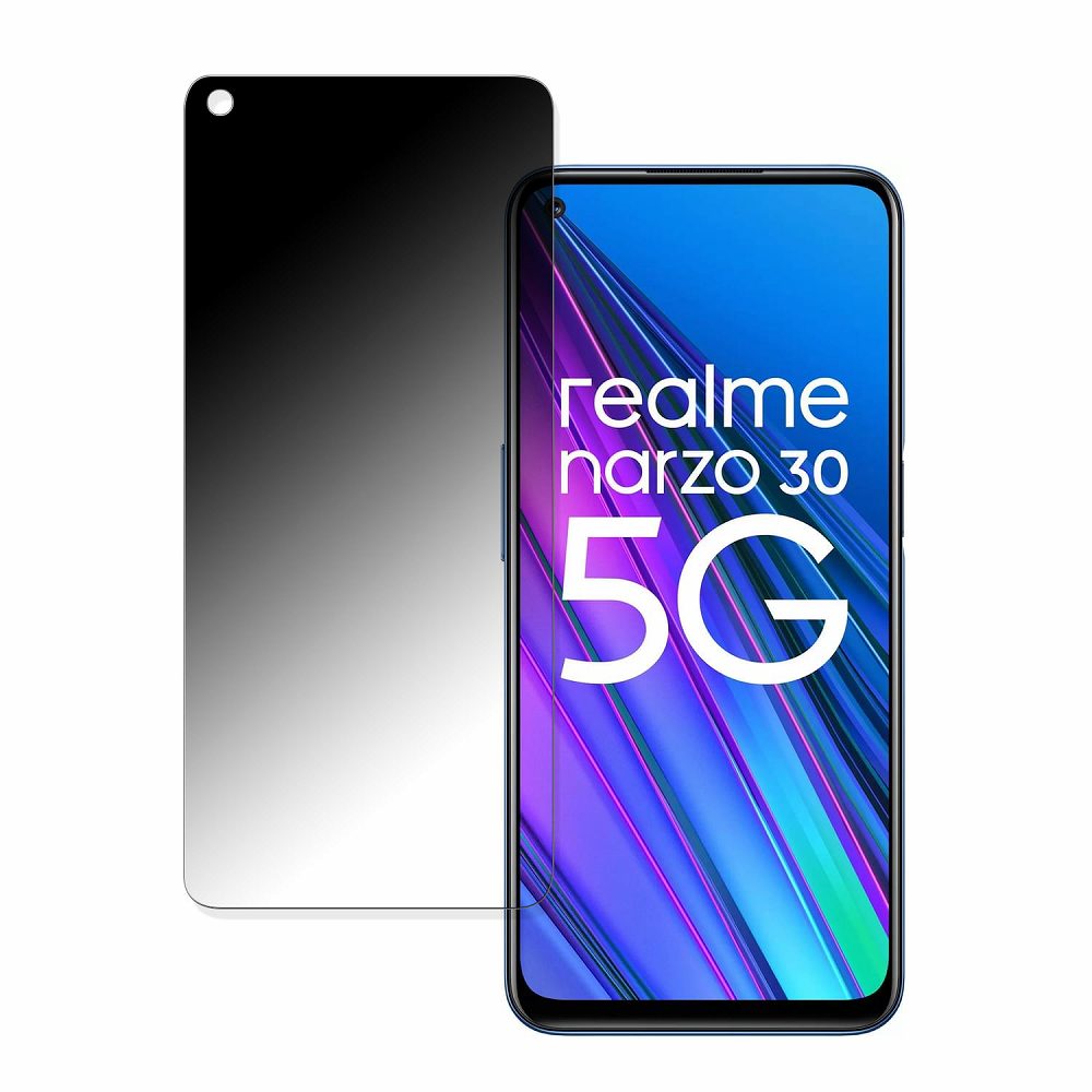 realme narzo 30 5G 向けの 【180度 曲面対応】 覗き見防止 フィルム ブルーライトカット 光沢仕様 日本製