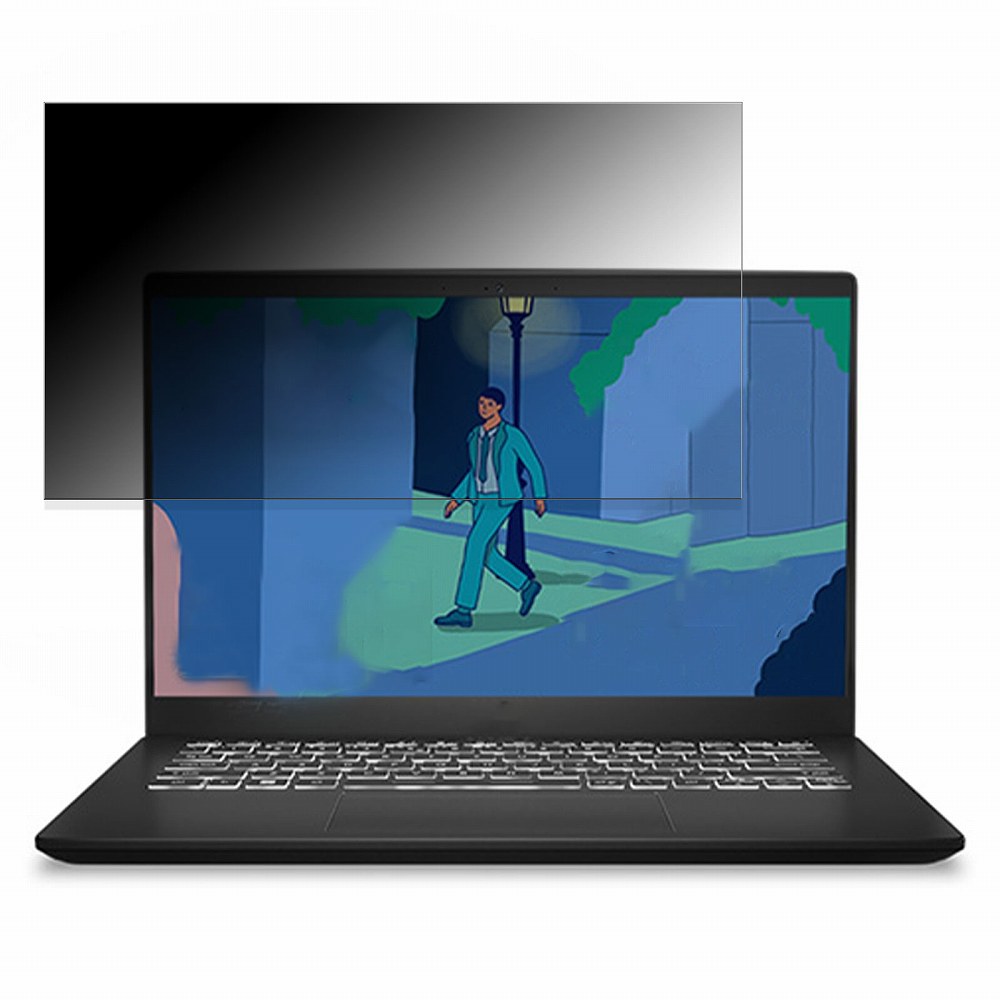 【ポイント2倍】 msi Modern 14 C7M 14インチ 16:9 向けの 【180度】 覗き見防止 フィルム ブルーライトカット アンチグレア