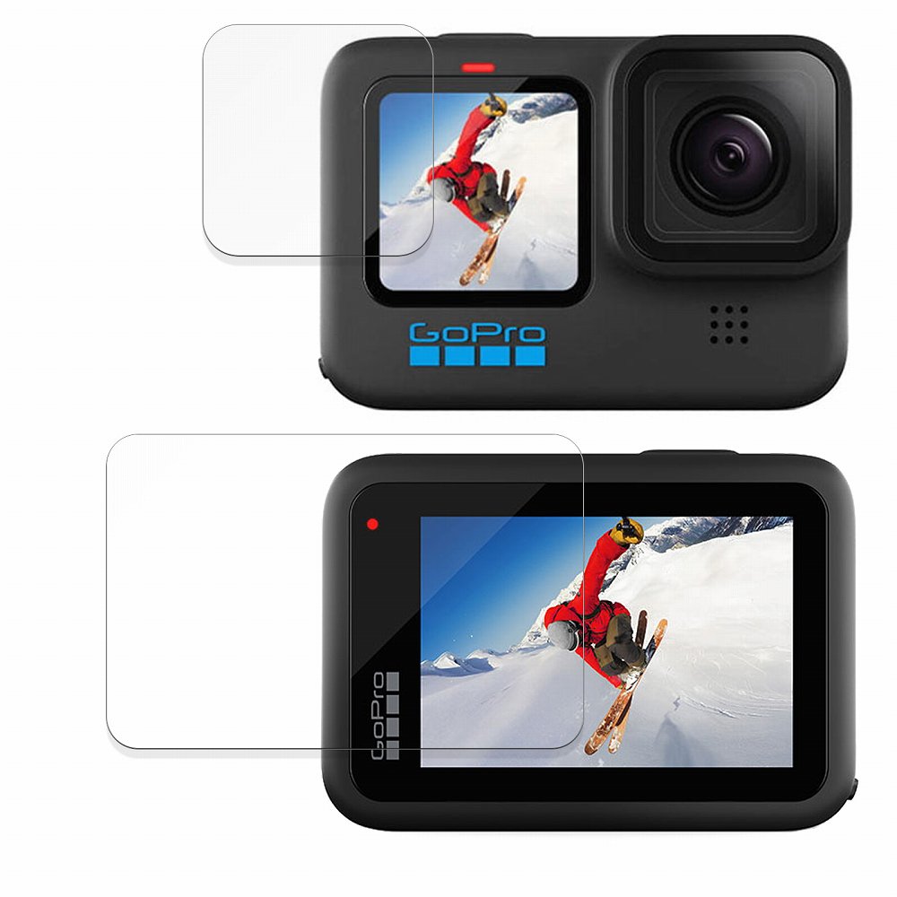 保護フィルム Gopro HERO10 Black (2点セット) 向けの フィルム 強化ガラスと同等の高硬度【9H高硬度 反射低減】 日本製