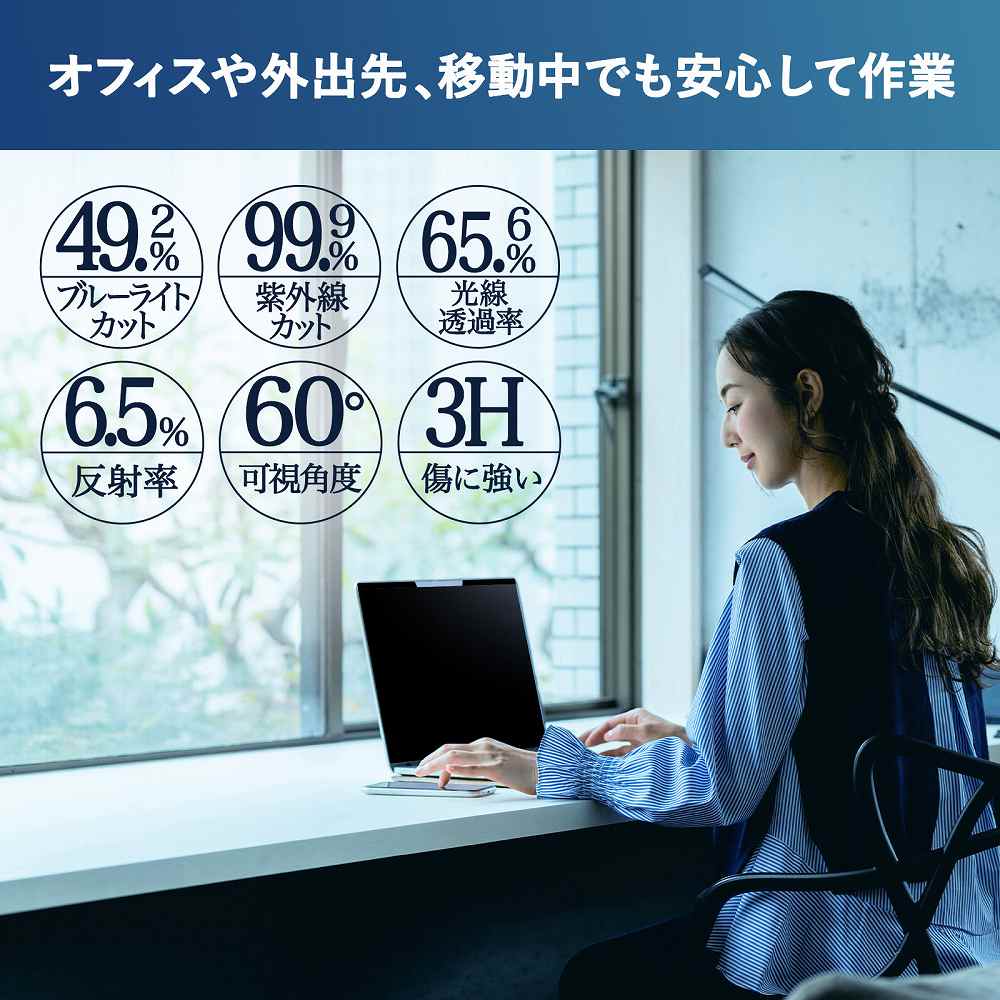 DellLatitude732013.3インチ対応マグネット式覗き見防止プライバシーフィルターブルーライトカット保護フィルム