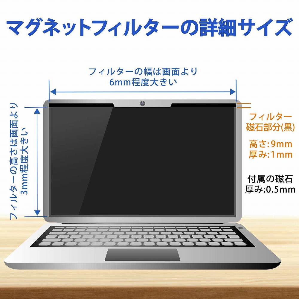 DellLatitude732013.3インチ対応マグネット式覗き見防止プライバシーフィルターブルーライトカット保護フィルム