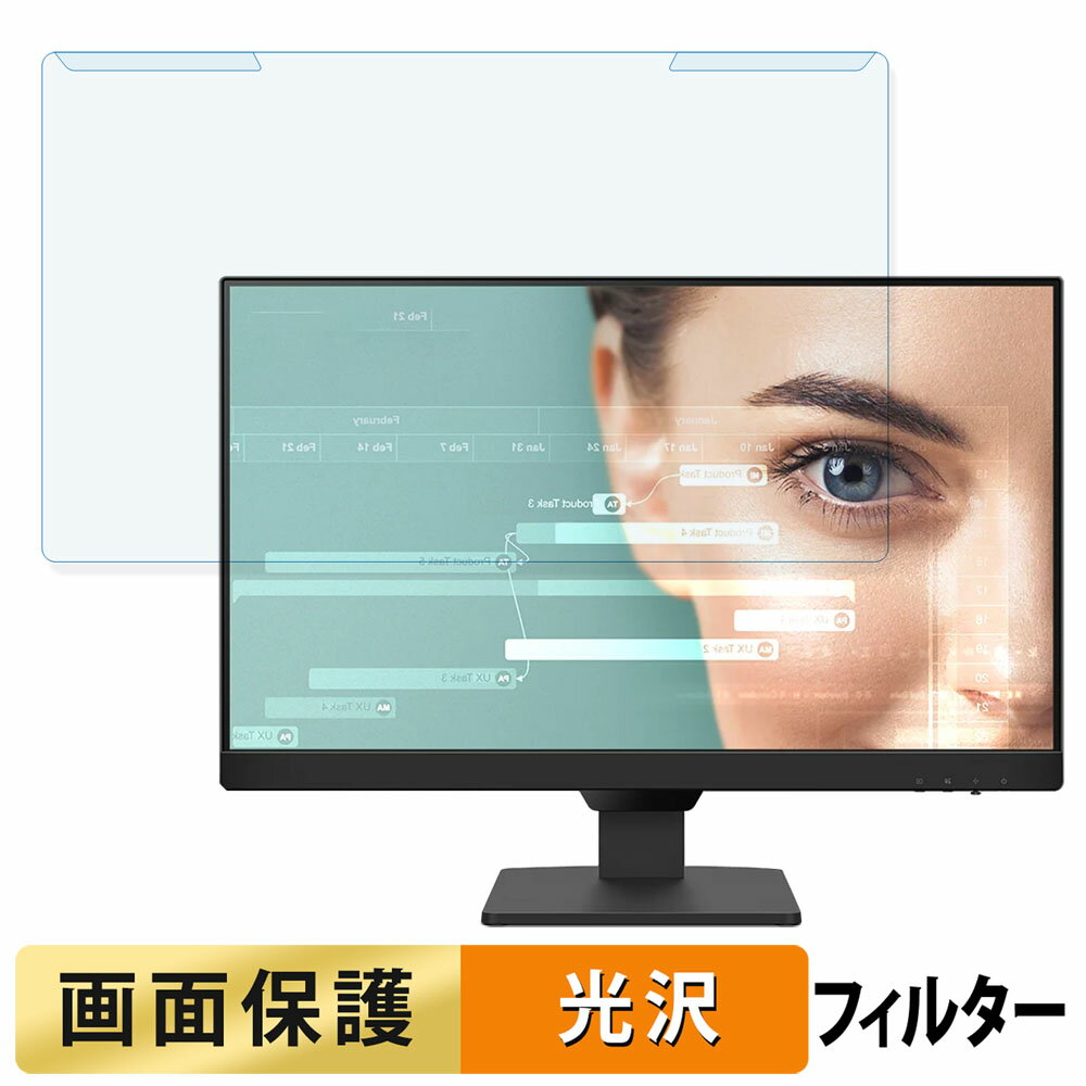 取り外し簡単 BenQ GW2490-JP 23.8インチ 16:9 向けの ブルーライトカット フィルター 光沢仕様 液晶保護 プロテクター