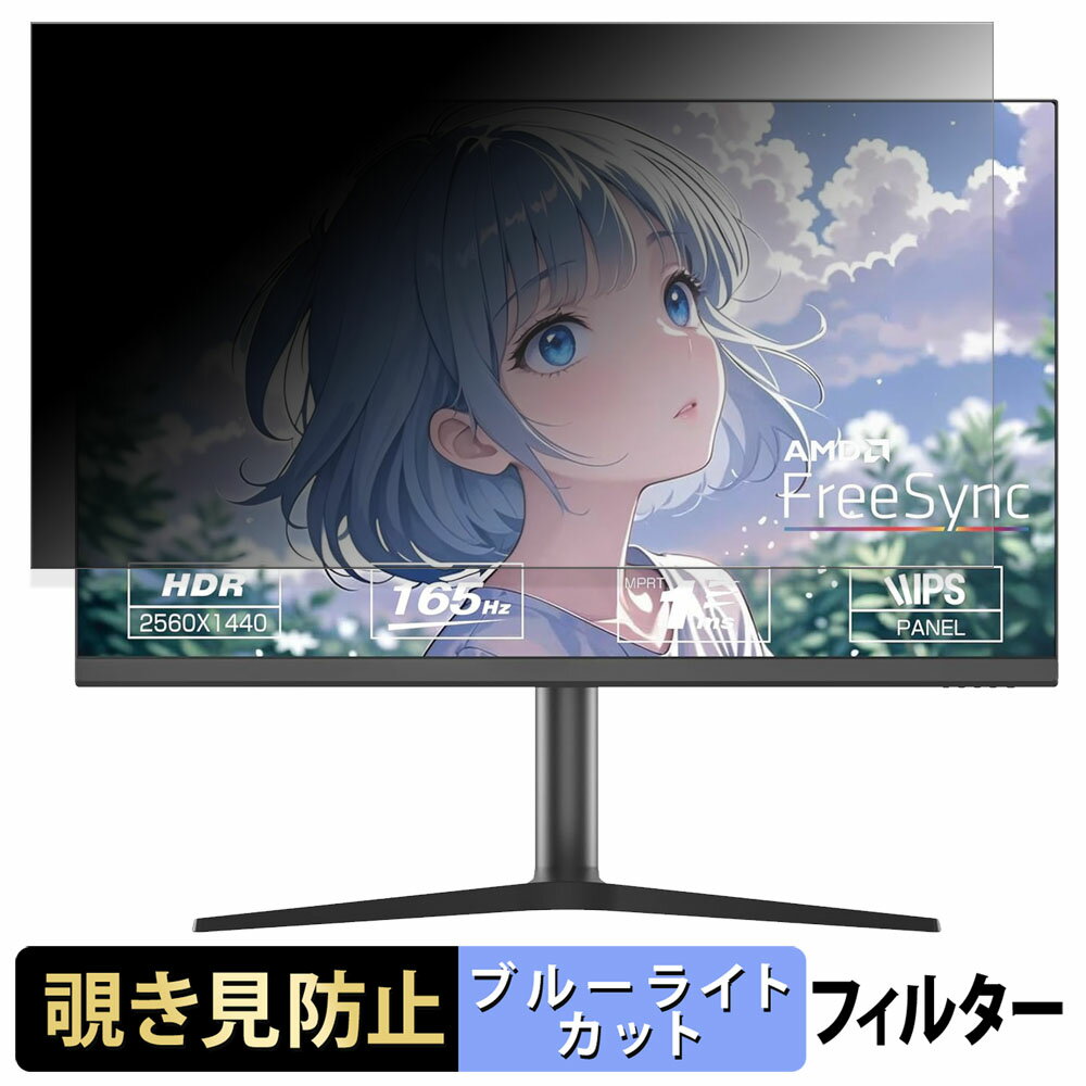 ASTEX Aston 27QS165H 覗き見防止 プライバシーフィルター ブルーライトカット 保護フィルム アンチグレア タブ・粘着シール式