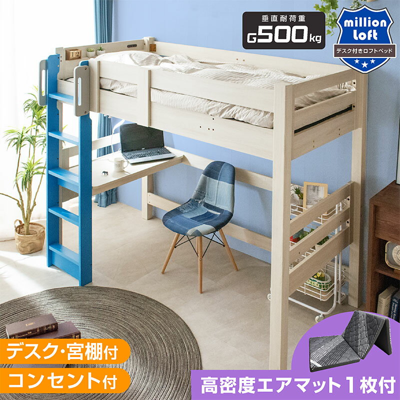 楽天市場】ロフトベッド・システムベッド（カラーブルー）（ベッド