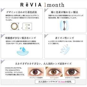 安室奈美恵 カラコン 1ヶ月 ReVIA レヴィア 度なし マンスリー 1箱2枚 メール便送料無料