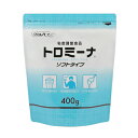 ● とろみ調整食品 介護食 トロミーナ ソフトタイプ 特長 ・サッと溶けてダマになりにくい ・付着性が少なく、ベタつかないトロミに仕上がります ・素材の味を損なわず、おいしく召しあがって頂けます ワンポイント ・抜群の溶け性で誰でも簡単にトロミをつける事ができます。 ・Newトロミーナのパッケージリニューアル品です。 ・各規格サイズを追加し選びやすくなっております。 学会分類2013（トロミ）に基づく使用目安量一覧 お茶100mlにトロミをつける場合（単位：g） ・薄いトロミ（50-150mPa） 　0.8　〜　1.6 ・中間のトロミ（150-300mPa） 　1.6　〜　2.8 ・濃いトロミ（300-500mPa） 　2.8　〜　4.3 【原材料】デキストリン、増粘多糖類 【内容量】400g 【栄養成分】エネルギー：275kcal、たんぱく質：0.4g、脂質：0g、炭水化物：［糖質］67.1g［食物繊維］22.3g、灰分：3g、ナトリウム：1110mg、カリウム：16.3mg、カルシウム：6.8mg、リン：30.9mg、鉄分：0.15mg、塩分相当量：2.82g 【メーカー】ウエルハーモニー