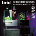 高級 アクアリウム 【 brio35 本体+キャビネットセット】アクアポニックシステム の 水槽 と ガーデニングスペース ポンプ 付き 洗練 された デザイン 性 LEDライト 観葉植物 観賞魚 ブリオ プ…