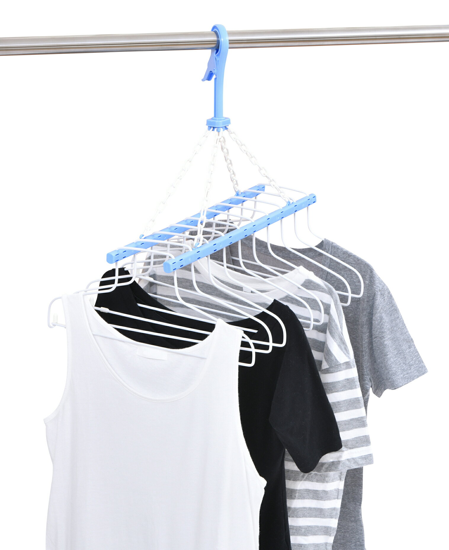 【シャツハンガーバータイプ10DX LB】シャツハンガー 10枚掛け フックはキャッチフック式 風に強い 襟..