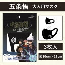 呪術廻戦　五条悟　大人用　スポーツ素材マスク コロナにおいて、オフィス、学校だけでなく、野外での運動時にもマスクの着用が全世界で見られ、スポーツ時でもマスクをすることがベターになる環境に対して、大人から子供までどんなシーンでも安全に着用いただけるマスク。 イメージシーン 日常生活、オフィス、学校、お買い物、 子供の公園、運動等々を快適に過ごし、 家に帰り、衣服やスポーツウエアを洗濯する際に、 マスクも一緒に洗濯するといった日常生活の必需品になるMASK 耐洗濯性 耐洗濯は30回を目安としております。 8つの機能性 耐洗濯/抗菌防臭/吸水速乾/ストレッチ性/ノーホルマリン/立体縫製 サイズ 120×300mm　混率：T95％ PU5% ブランド 呪術廻戦 メーカー ファインプラス