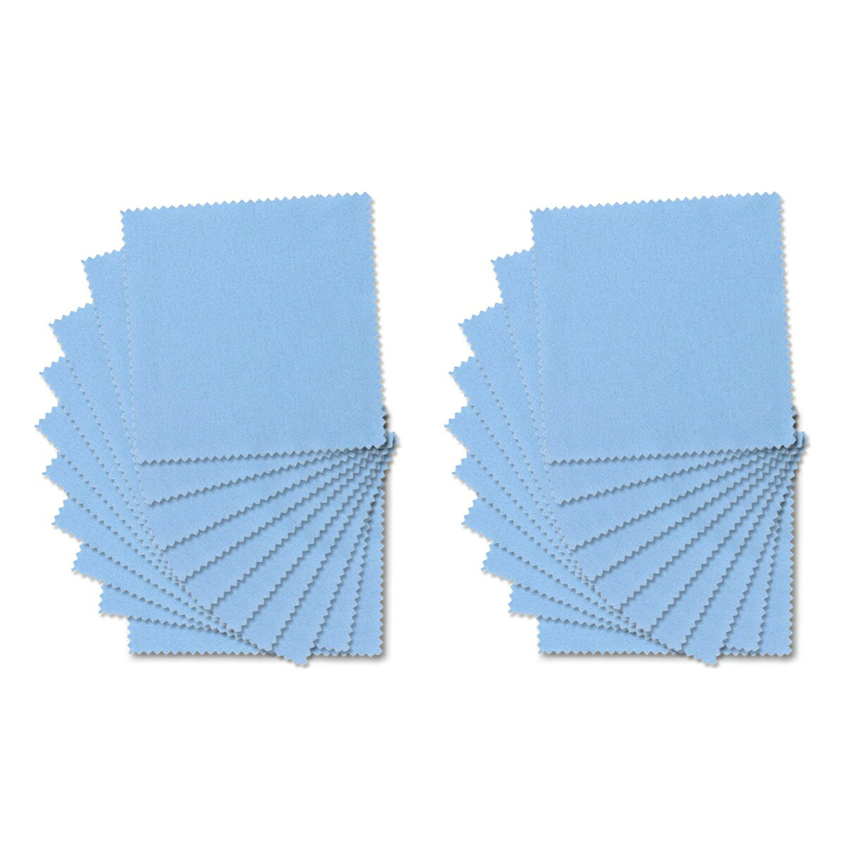 【20枚入り】シルバー磨きクロス クリーニングクロス 磨き布 約8×8cm 両面ベルベット ジュエリー 銀製品 貴金属 腕時計 楽器用（ブルー）