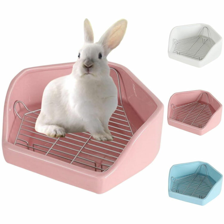 Rakuten - 小動物用 陶器トイレ 飼育ケージ内装 チンチラ用陶器トワレ かわいい 三角 うさぎトイレ 消臭 うさぎ用 噛み防止 金網スノコ付き うさぎのトイレ チンチラ用ト小動物用 トイレトレーニングに最適