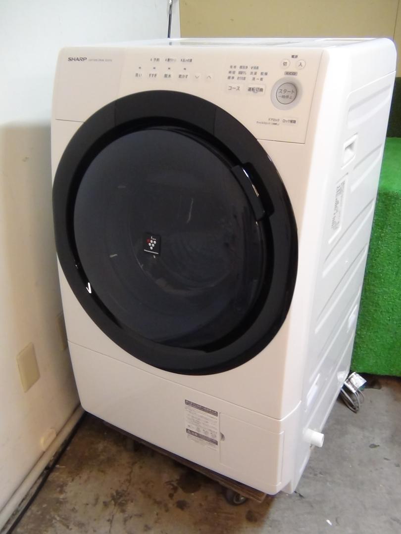 S852★消毒済★SHARP2021年製 ES-S7E‐WLドラム式洗濯乾燥機 7Kg/3.5Kg 保証付【中古】