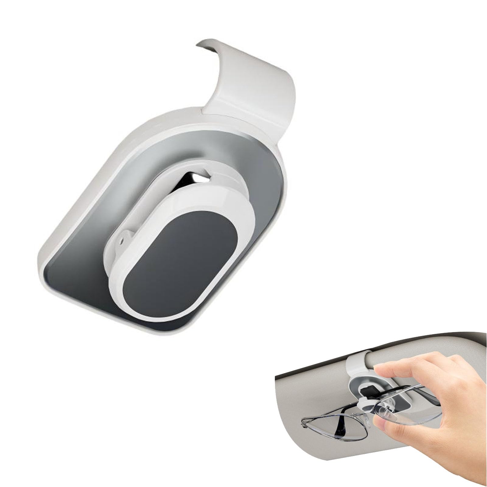 日産フーガ2004-2009〜現行モデル専用 サングラスホルダー 取り付け簡単 チケット カード収納 カー用品 車載収納用 便利グッズ カーサンバイザー 用 サングラス 内装パーツ(灰 白)