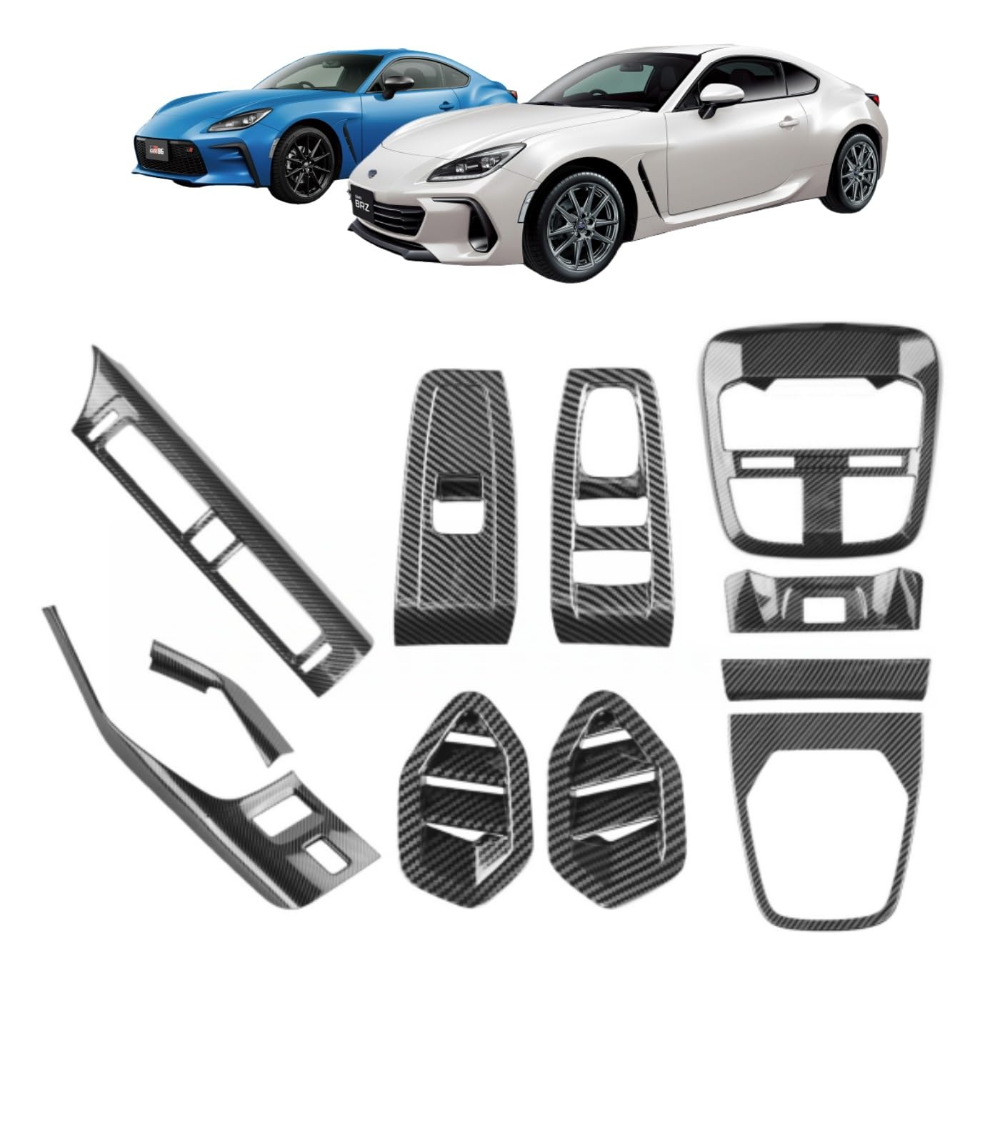 FOR BRZ ZD8系 GR86 ZN8系専用設計 2021年~ 内装 カスタムパーツ ルームランプパネル ドアウィンドウスイッチカバー ギアシフトフレーム エアコン吹き出し口カバー 指紋防止 取り付け簡単 インテリアパネルセット -スバル BRZ ZD8系 /GR86 ZN8系 専用設計 11PCS(カーボンファ