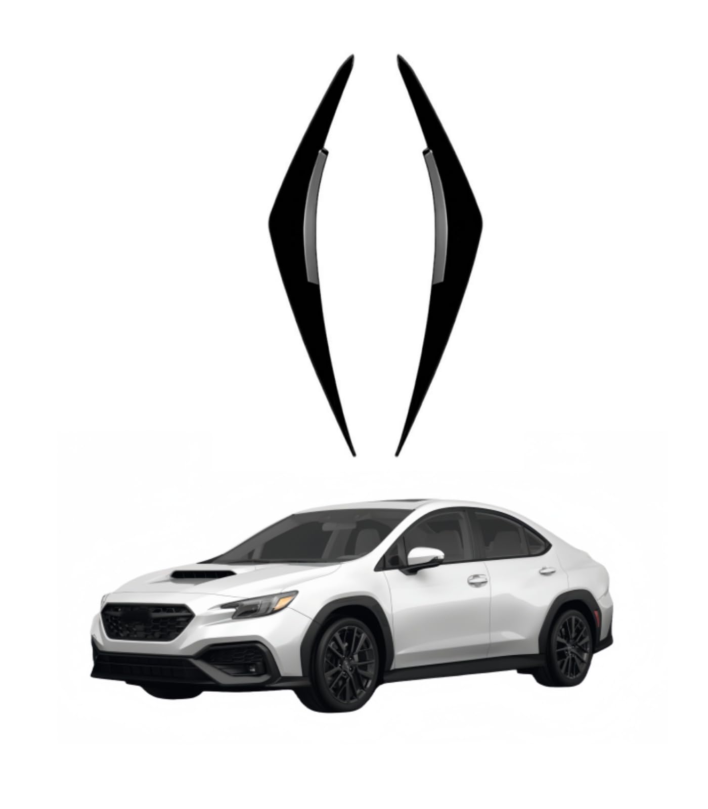 ヘッドライト眉毛ステッカー スバル WRX S4 VBH 2021年11月~現行 適用 カスタム アクセサリー まぶたカバー アイラインフィルム ヘッドライトまぶた眉毛 FOR WRX 専用設計 ABS製 (ピアノブラック)