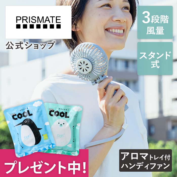 【瞬間冷却剤プレゼント中!】ハンディファン プリズメイト PR-F093 PRISMATE 3段階風量 風量調整 リズム風 静音 卓上扇風機 ミニ スリム コンパクト スタンド アロマ ディフューザー 抗菌 充電…