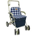 【マーチS 島製作所】チェックブルー シルバーカー ショッピングカート 押し車 敬老の日 母の日 プレゼント