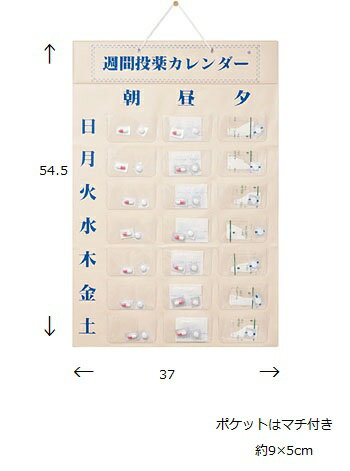 【 週間投薬カレンダー 1日3回用 東武商品サービス 】 お薬カレンダー 服薬管理 投薬管理 飲み忘れ 間違い防止 薬入れ 薬整理 1週間 一週間 3回 薬 服薬 カレンダー 薬カレンダー 壁掛け 書き込み 薬入れ 保管 ポケット 収納