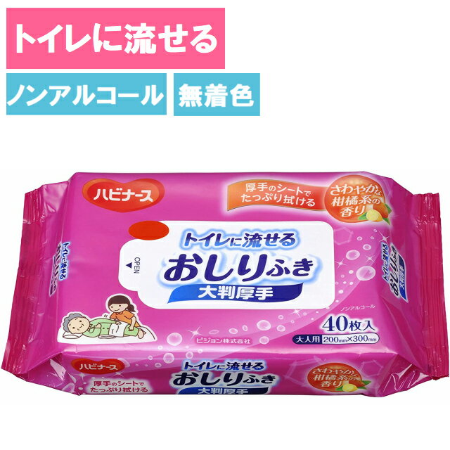 大判厚手 トイレに流せる ノンアルコール 無着色 防災 備蓄 施設 病院 介護 看護 福祉 介護用品 シニア 高齢者 大人 赤ちゃん ベビー 在宅介護 オムツ おむつ ウェットティッシュ アウトドア お尻 おしり 拭き ふき 【 トイレに流せるおしりふき 大判厚手 】