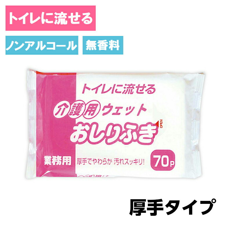 トイレに流せる ノンアルコール 無香料 防災 備蓄 施設 病院 介護 福祉 介護用品 シニア 高齢者 大人 赤ちゃん ベビー 在宅介護 オムツ おむつ ウェットティッシュ アウトドア お尻 おしり 拭き ふき 【 介護用 ウェット おしりふき 】