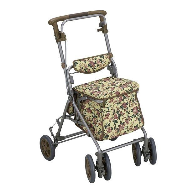 【 アルト 花柄BR 島製作所 】大容量 座れる シルバーカー ブレーキ 買い物 傘立て 花柄 ショッピングカー ボックス ミドル カゴ載せ 押し車 歩行車 歩行補助 おしゃれ 2way 折り畳み 傘 チェック 祖母 祖父 プレゼント