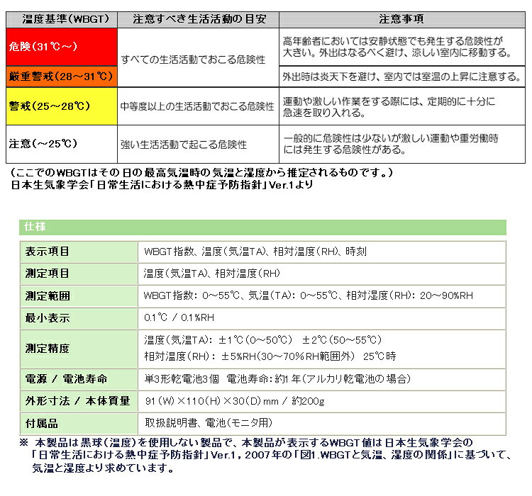 熱中症指数モニター(屋内専用)/AD-5693 エー・アンド・デイ 熱中症指数計 壁掛 卓上形 [2]