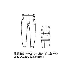 紳士ズボン下（両腰開き）No.17 マジック式 神戸生絲 高齢者 介護 下着 介護用肌着