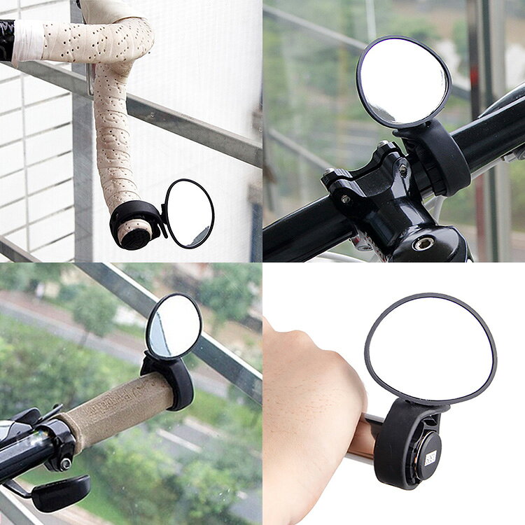 自転車用バックミラー ミラー部回転可 小型軽量サイクルミラー 工具不要 バーエン...
