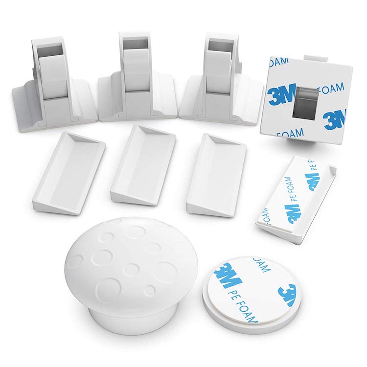 マグネット式キャビネットロック 磁気式キー+ロック4個セット 取付簡単 簡易ロック ケガや事故防止 お子様のいたずら 地震対策に ベビーガード LP-BLOD756 送料無料